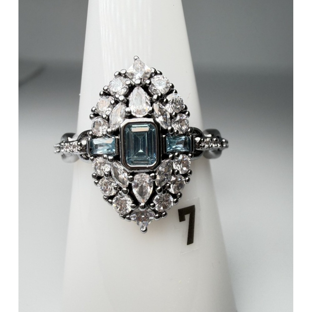 Ring Bomb Party Princess Personality Ring RG57557 Size 7 Aquamarine Hematite